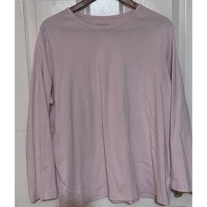 PRESWICK & MOORE 2XL LONG SLEEVE KNIT‎ TOP TEE T-SHIRT LT PINK COTTON